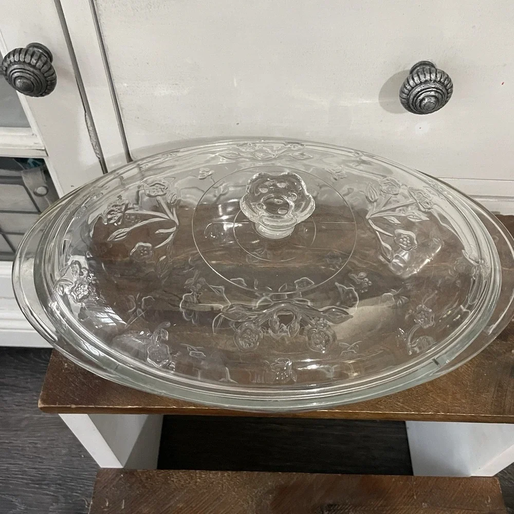 1960s Anchor Hocking Savannah Clear Oval‎ 2qt. Casserole Dish w/Covered Lid